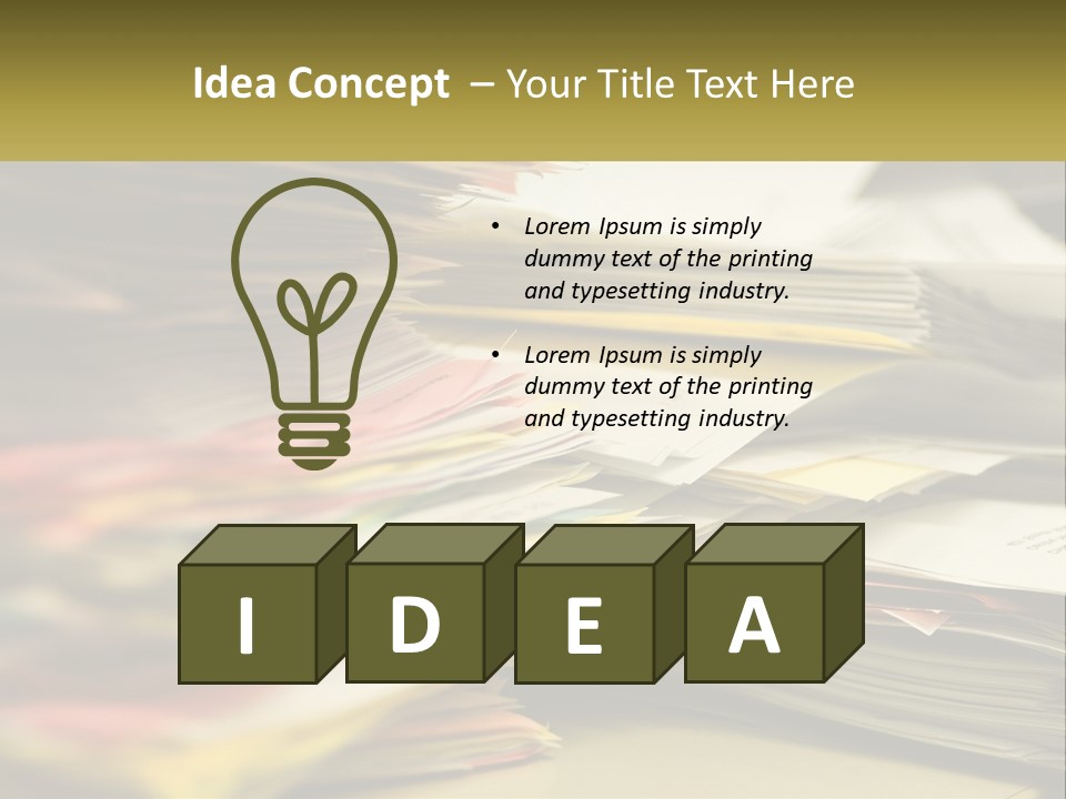 A Large Pile Of Papers On A Table PowerPoint Template
