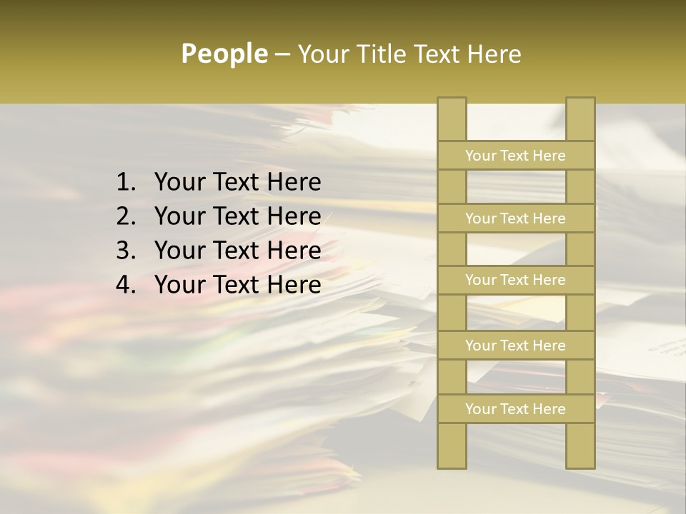 A Large Pile Of Papers On A Table PowerPoint Template