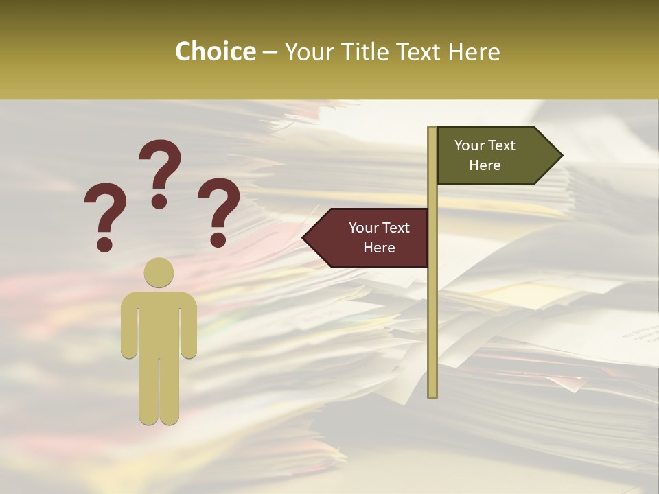 A Large Pile Of Papers On A Table PowerPoint Template