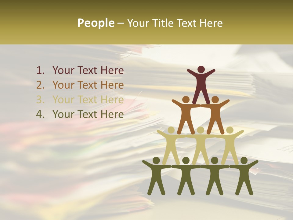 A Large Pile Of Papers On A Table PowerPoint Template