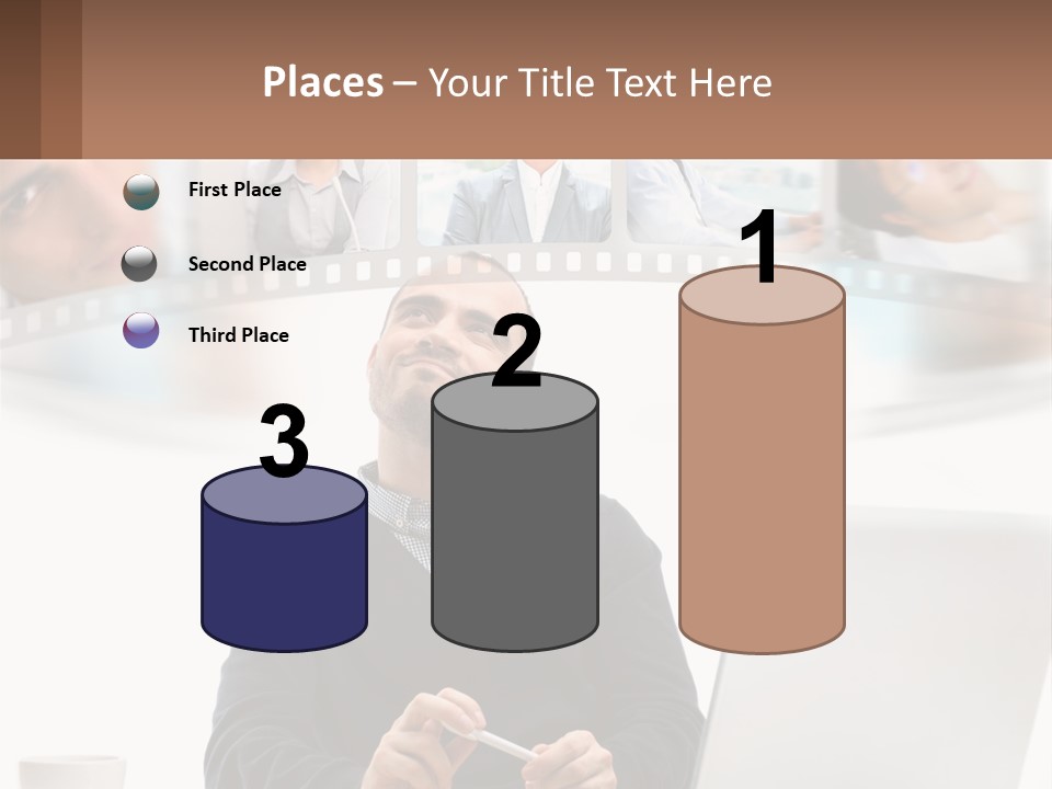 A Man Sitting In Front Of A Laptop Computer PowerPoint Template