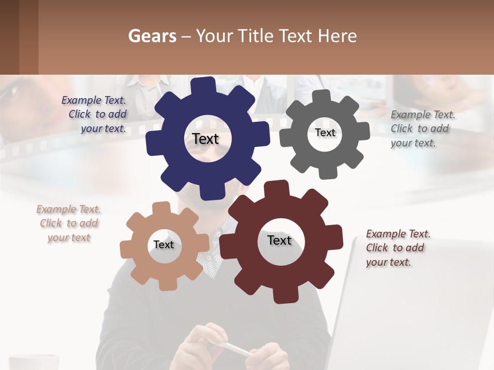 A Man Sitting In Front Of A Laptop Computer PowerPoint Template