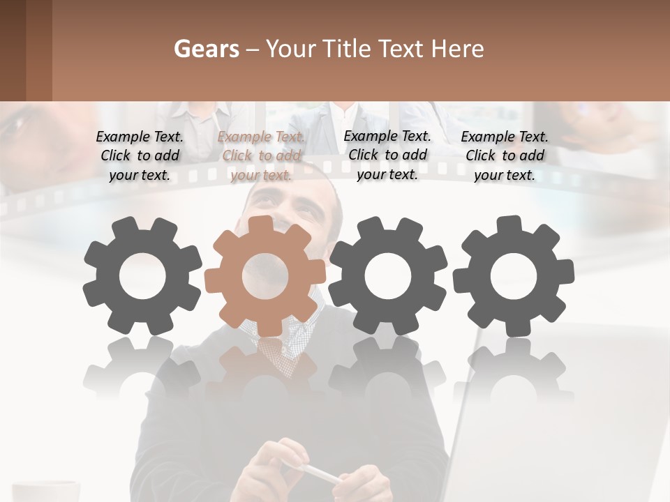 A Man Sitting In Front Of A Laptop Computer PowerPoint Template