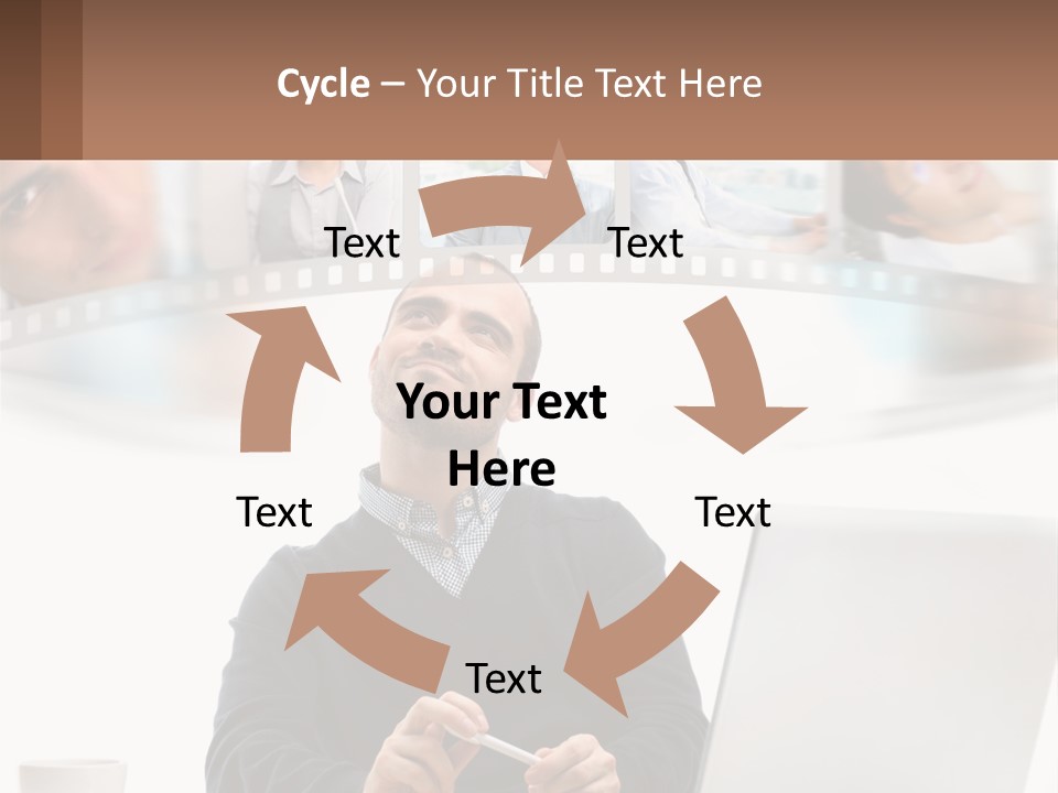 A Man Sitting In Front Of A Laptop Computer PowerPoint Template