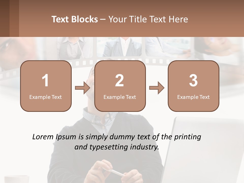 A Man Sitting In Front Of A Laptop Computer PowerPoint Template