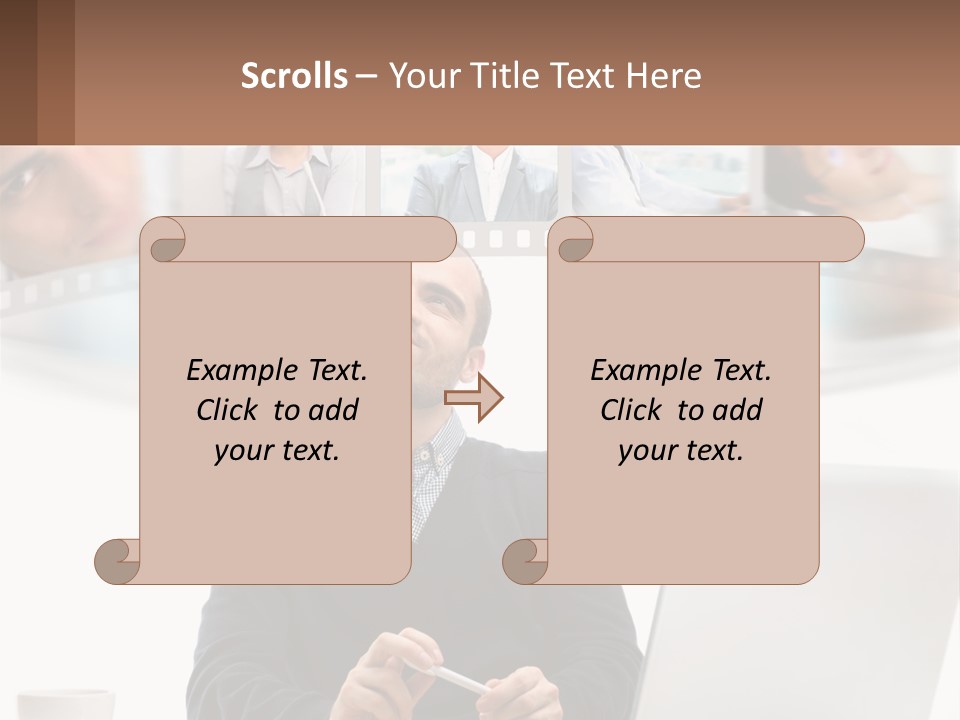 A Man Sitting In Front Of A Laptop Computer PowerPoint Template