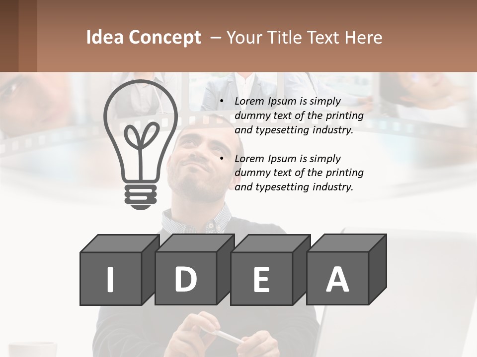 A Man Sitting In Front Of A Laptop Computer PowerPoint Template