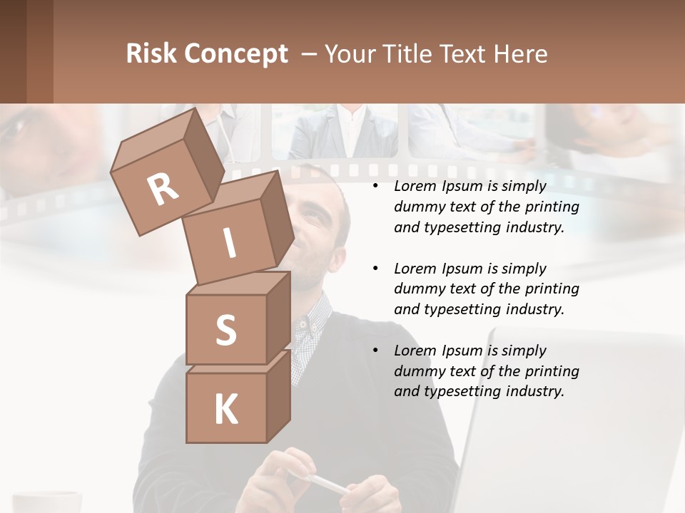 A Man Sitting In Front Of A Laptop Computer PowerPoint Template