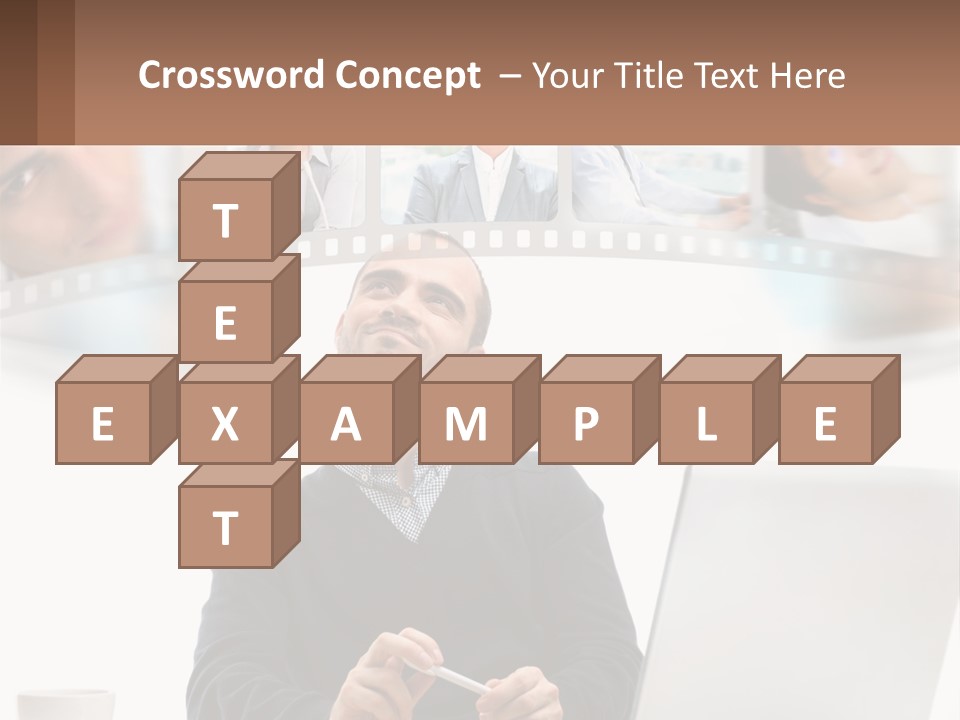 A Man Sitting In Front Of A Laptop Computer PowerPoint Template