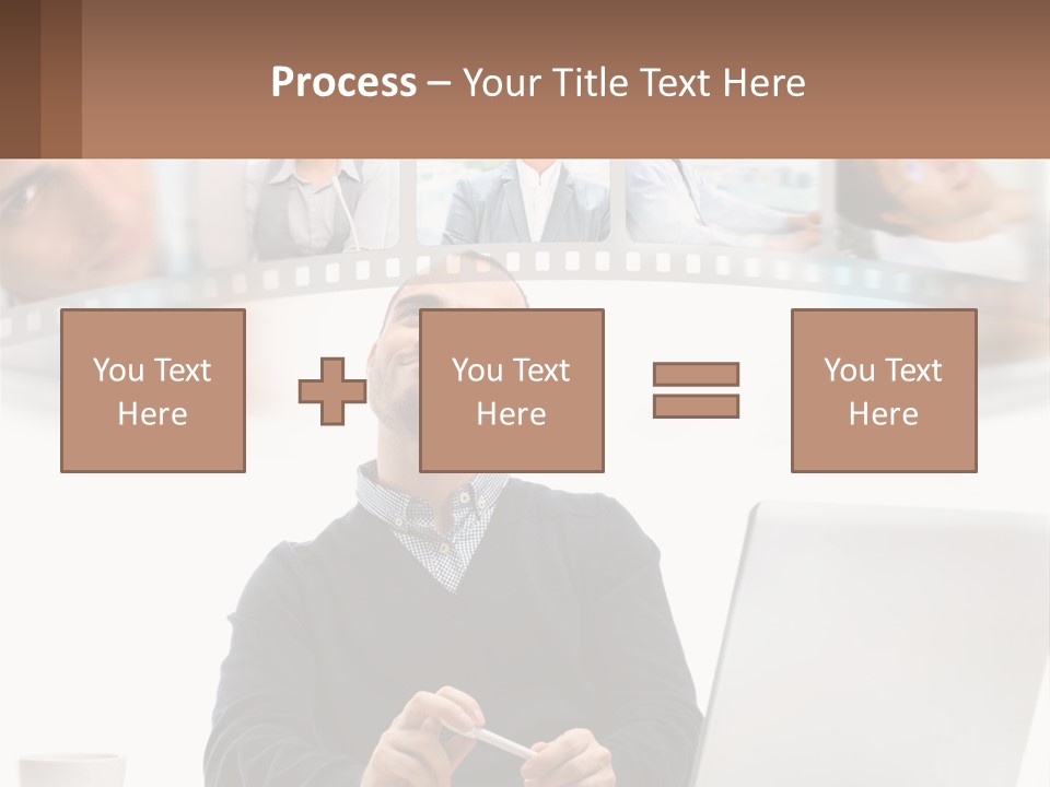 A Man Sitting In Front Of A Laptop Computer PowerPoint Template