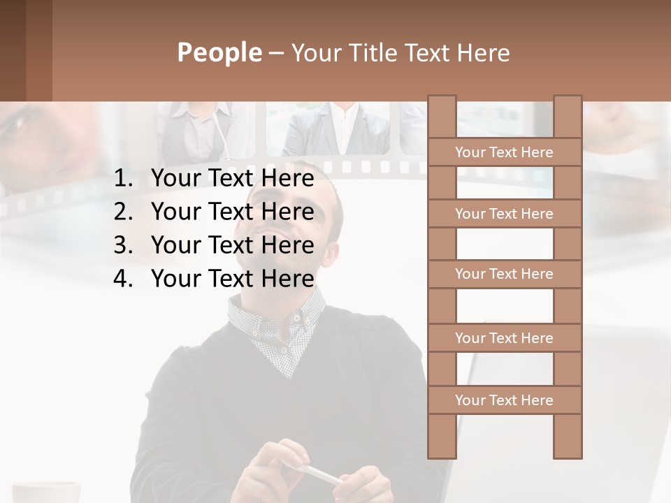 A Man Sitting In Front Of A Laptop Computer PowerPoint Template