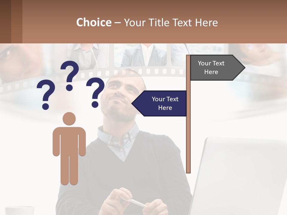 A Man Sitting In Front Of A Laptop Computer PowerPoint Template