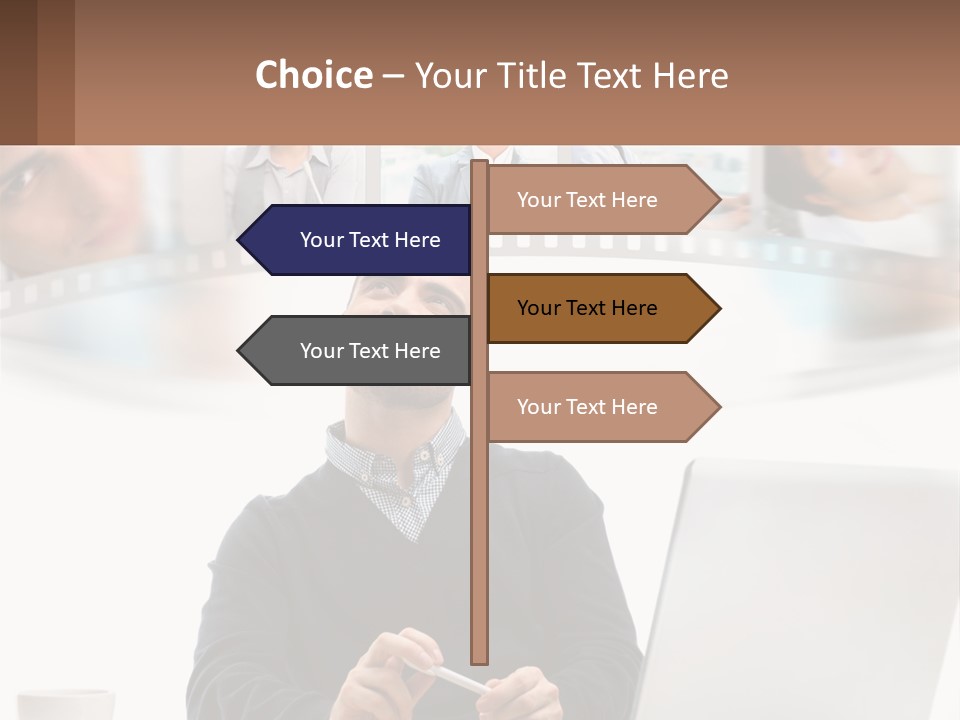 A Man Sitting In Front Of A Laptop Computer PowerPoint Template