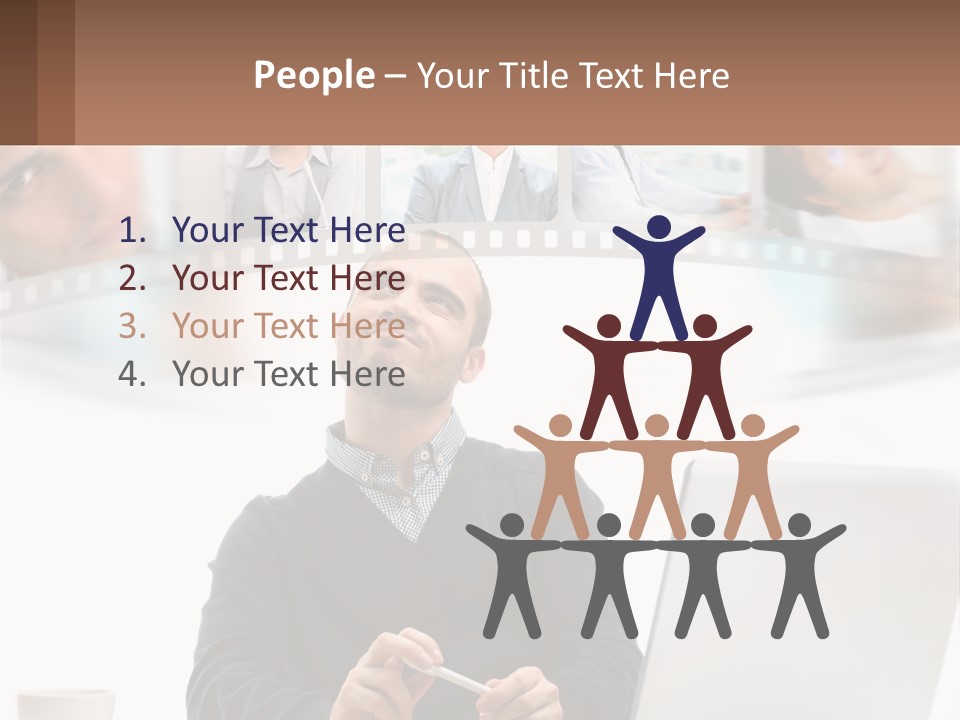 A Man Sitting In Front Of A Laptop Computer PowerPoint Template