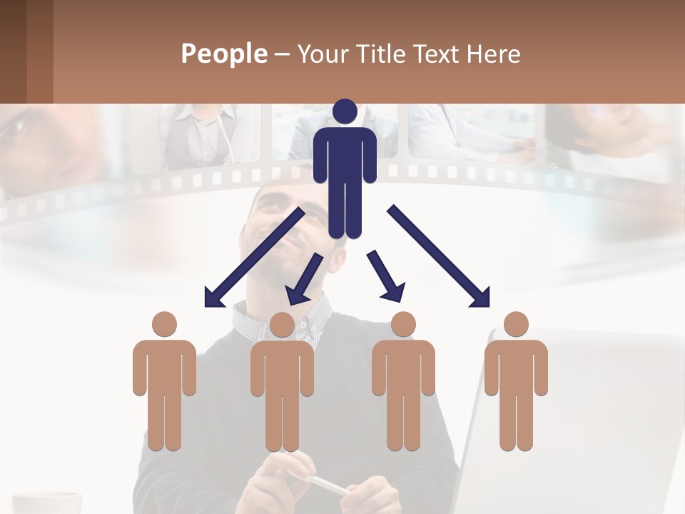 A Man Sitting In Front Of A Laptop Computer PowerPoint Template