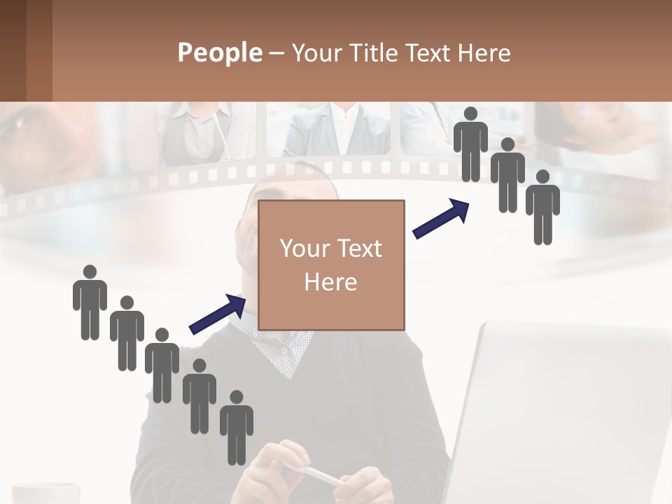 A Man Sitting In Front Of A Laptop Computer PowerPoint Template