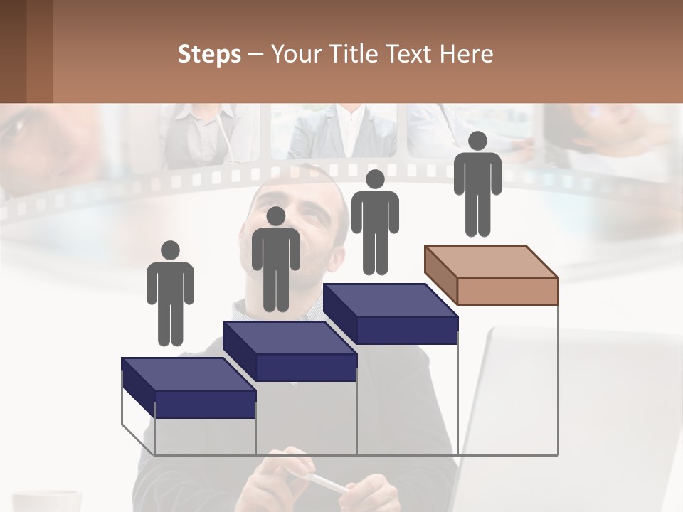 A Man Sitting In Front Of A Laptop Computer PowerPoint Template