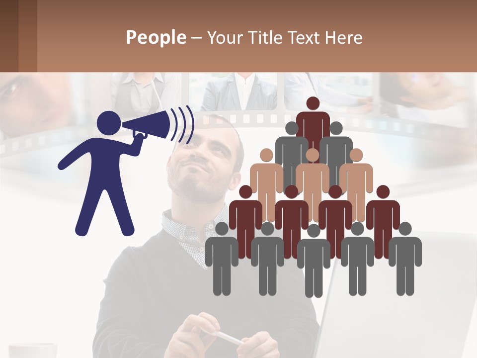 A Man Sitting In Front Of A Laptop Computer PowerPoint Template