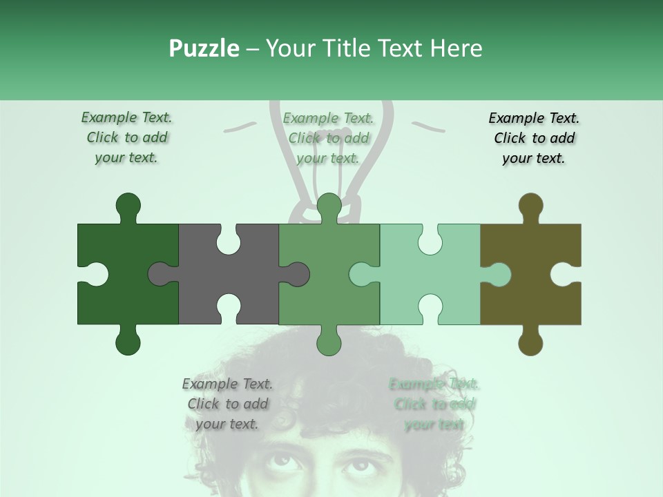 A Man With Curly Hair Has A Light Bulb Above His Head PowerPoint Template