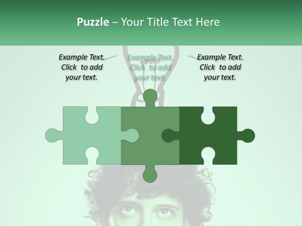 A Man With Curly Hair Has A Light Bulb Above His Head PowerPoint Template