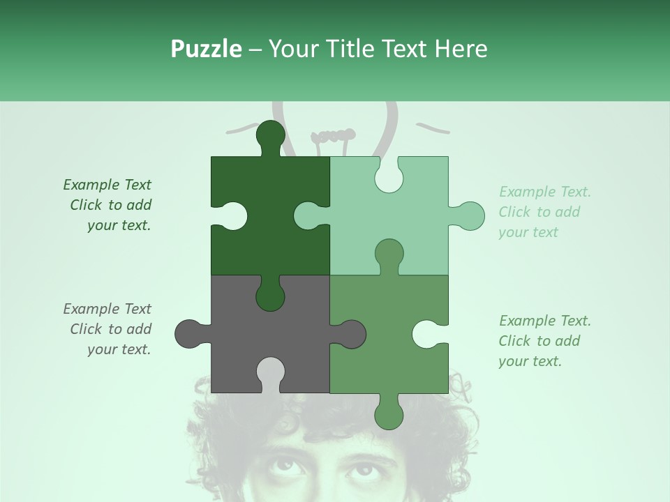 A Man With Curly Hair Has A Light Bulb Above His Head PowerPoint Template