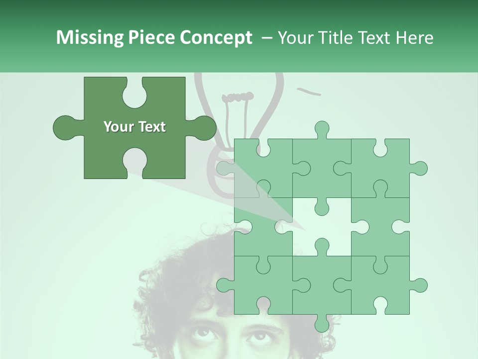 A Man With Curly Hair Has A Light Bulb Above His Head PowerPoint Template