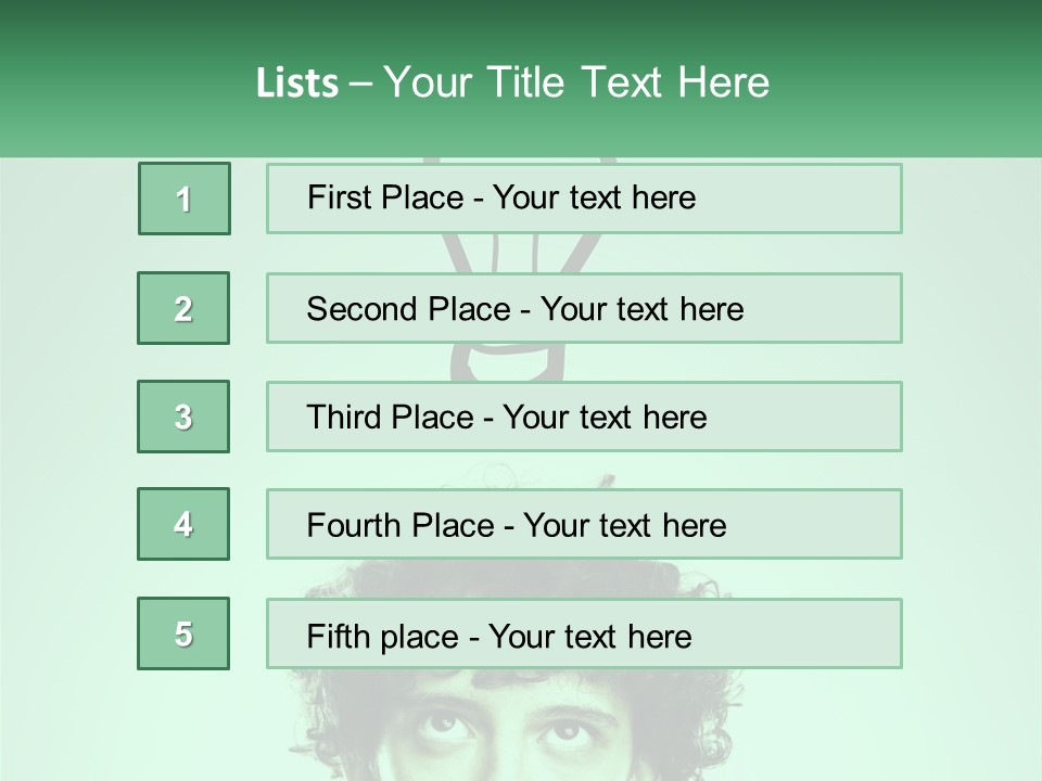A Man With Curly Hair Has A Light Bulb Above His Head PowerPoint Template