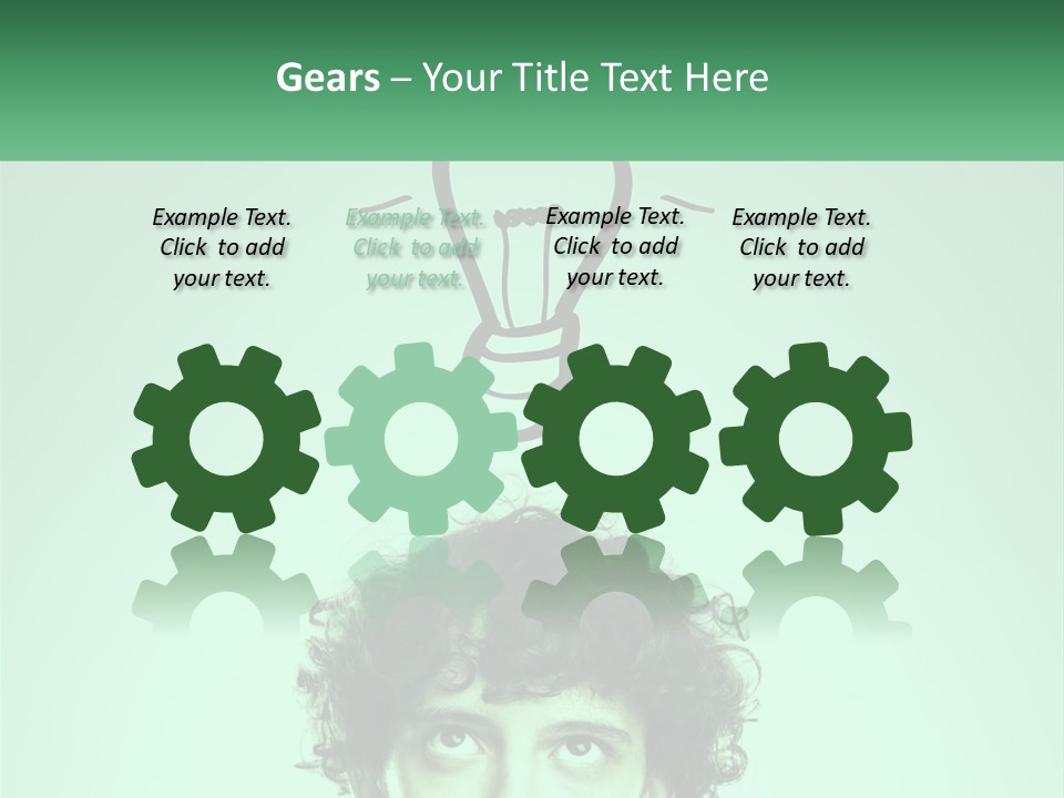 A Man With Curly Hair Has A Light Bulb Above His Head PowerPoint Template