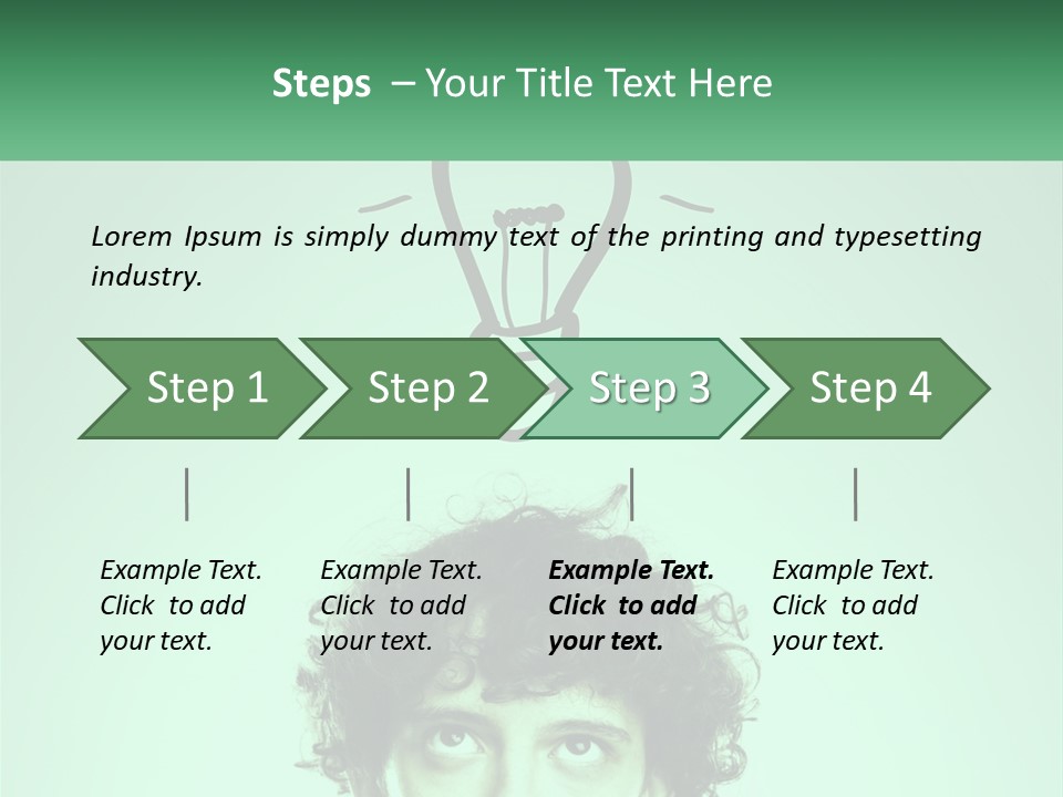 A Man With Curly Hair Has A Light Bulb Above His Head PowerPoint Template