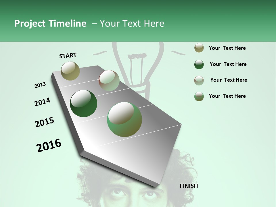 A Man With Curly Hair Has A Light Bulb Above His Head PowerPoint Template