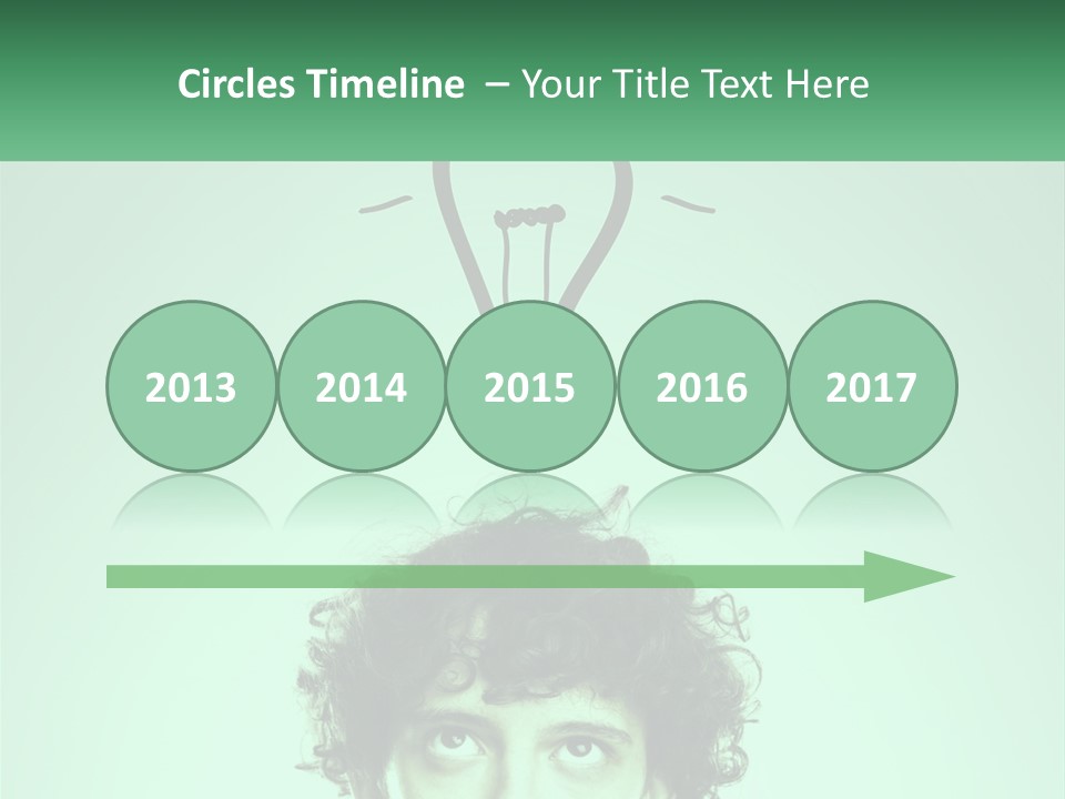 A Man With Curly Hair Has A Light Bulb Above His Head PowerPoint Template