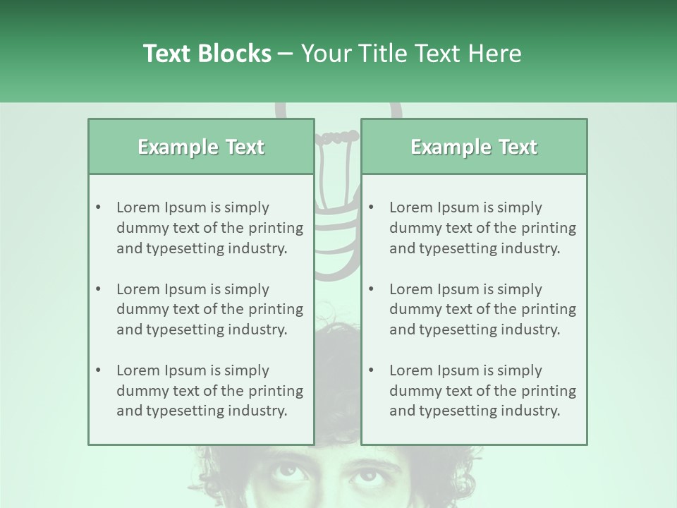 A Man With Curly Hair Has A Light Bulb Above His Head PowerPoint Template