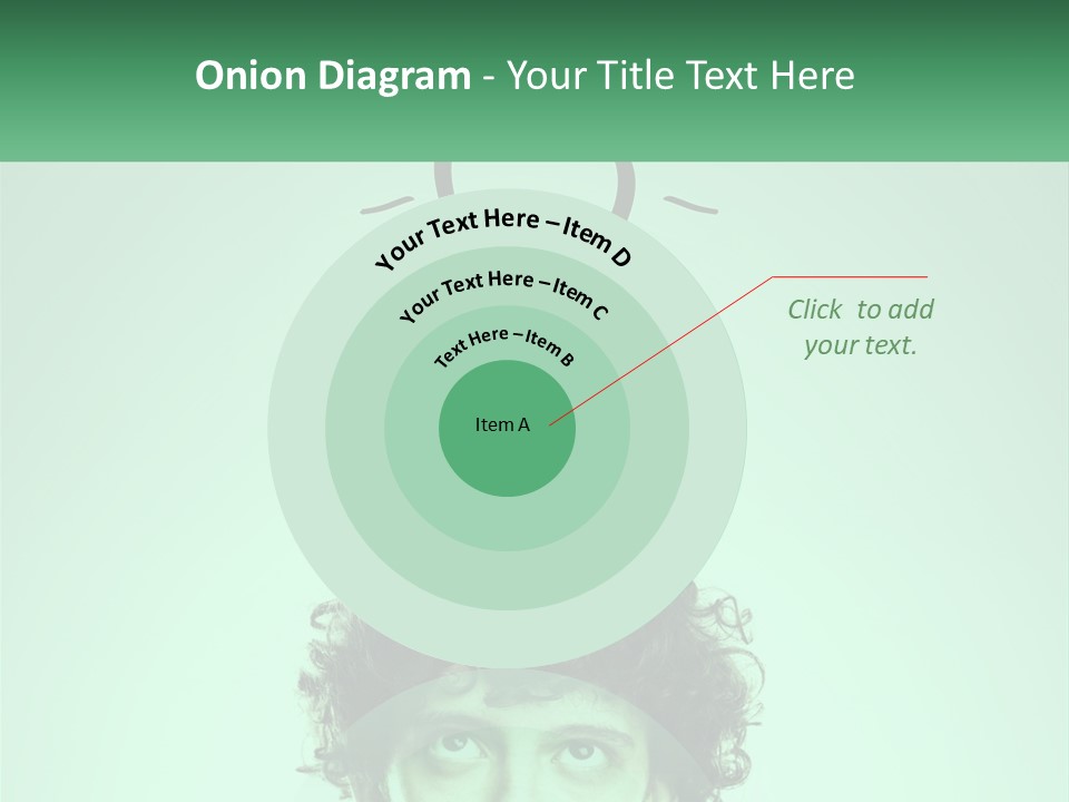 A Man With Curly Hair Has A Light Bulb Above His Head PowerPoint Template