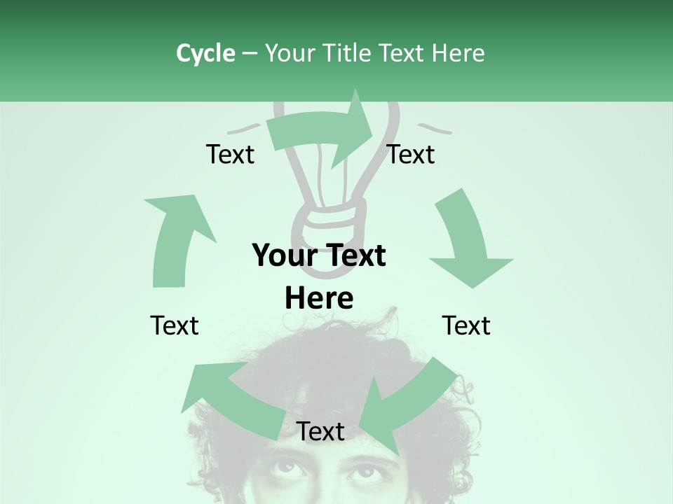 A Man With Curly Hair Has A Light Bulb Above His Head PowerPoint Template