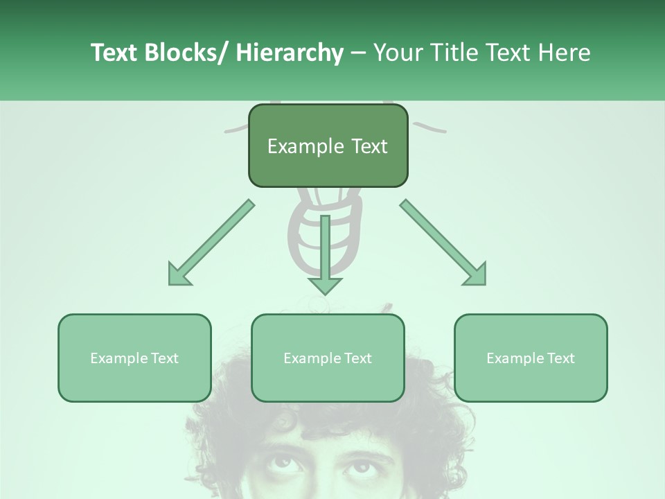A Man With Curly Hair Has A Light Bulb Above His Head PowerPoint Template