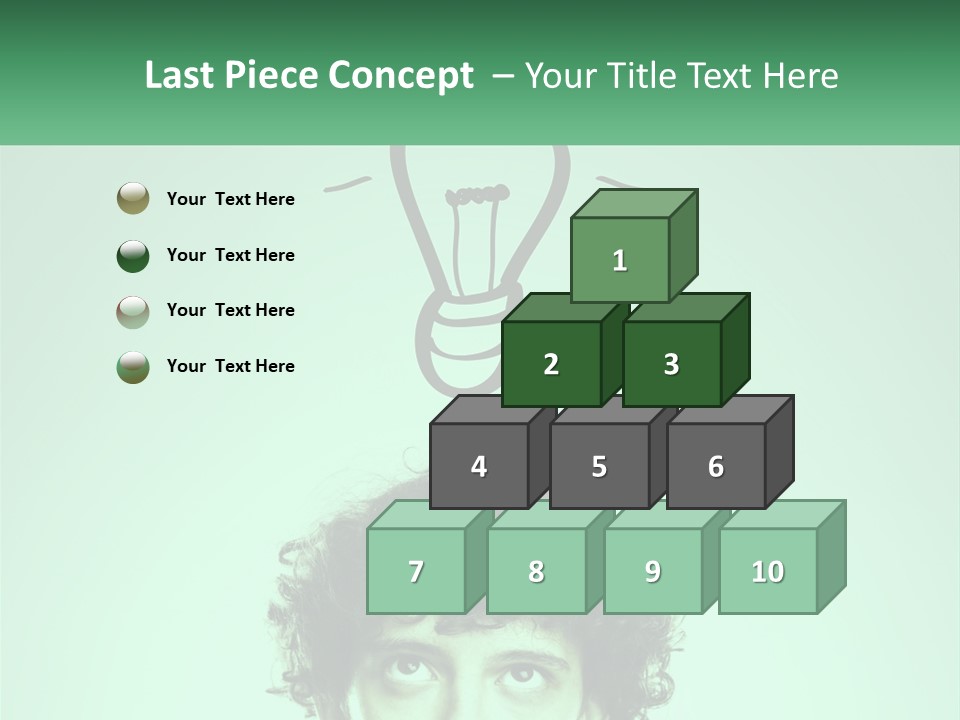 A Man With Curly Hair Has A Light Bulb Above His Head PowerPoint Template