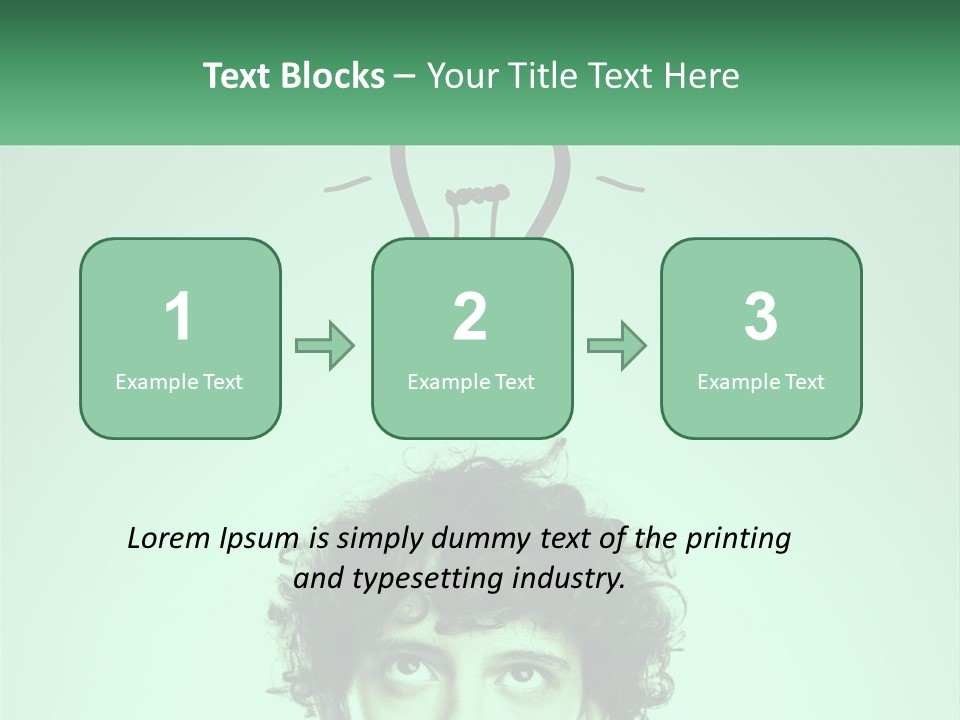 A Man With Curly Hair Has A Light Bulb Above His Head PowerPoint Template