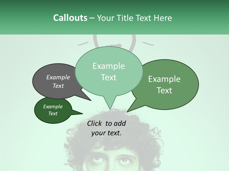 A Man With Curly Hair Has A Light Bulb Above His Head PowerPoint Template