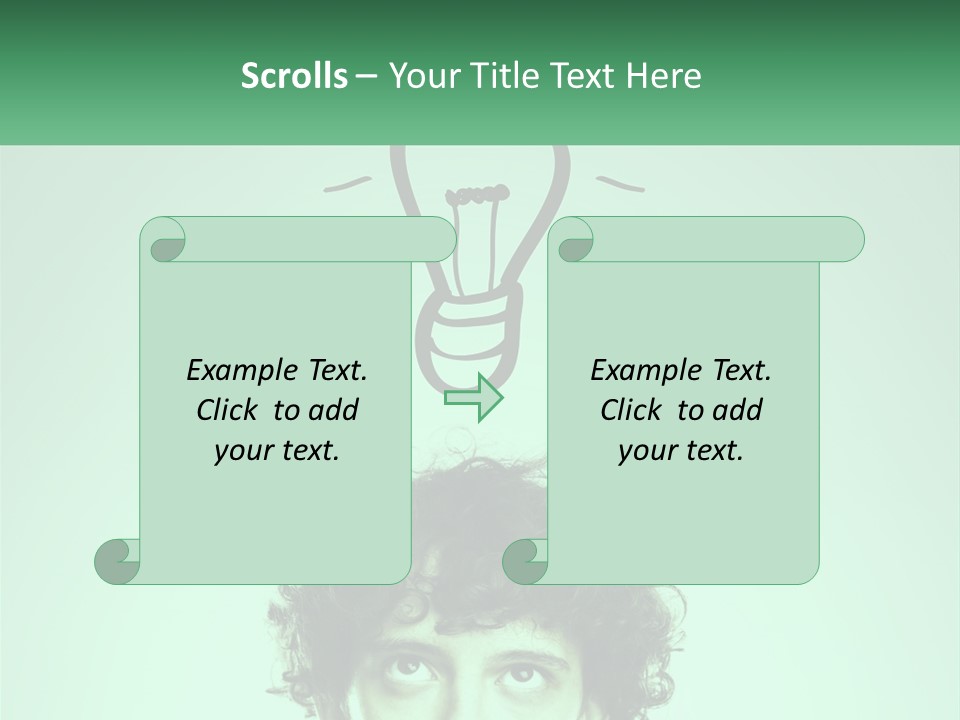A Man With Curly Hair Has A Light Bulb Above His Head PowerPoint Template