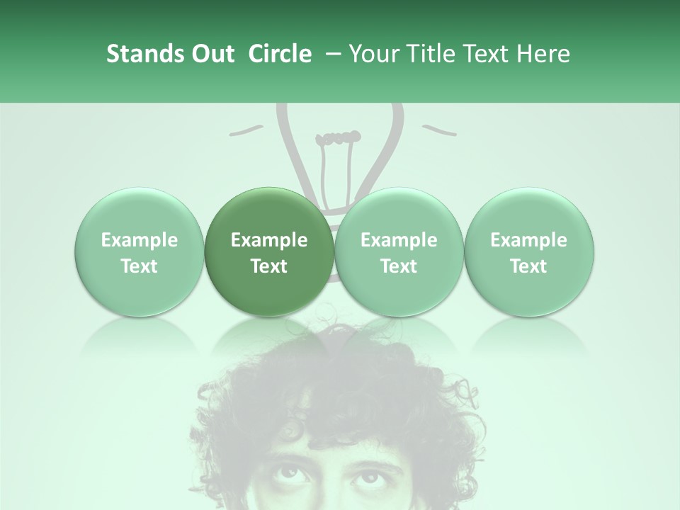 A Man With Curly Hair Has A Light Bulb Above His Head PowerPoint Template
