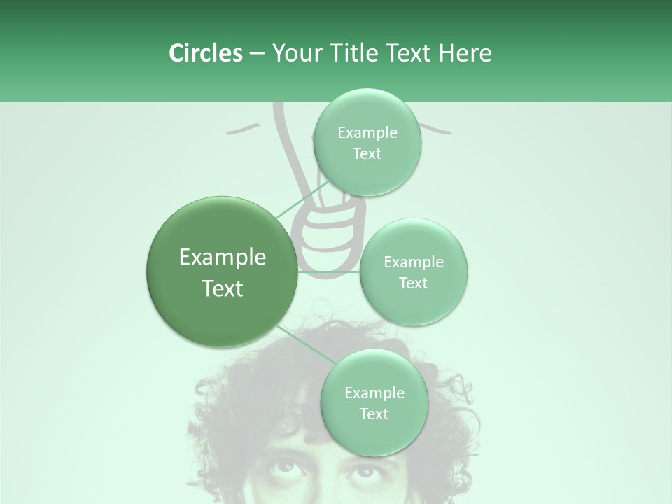 A Man With Curly Hair Has A Light Bulb Above His Head PowerPoint Template