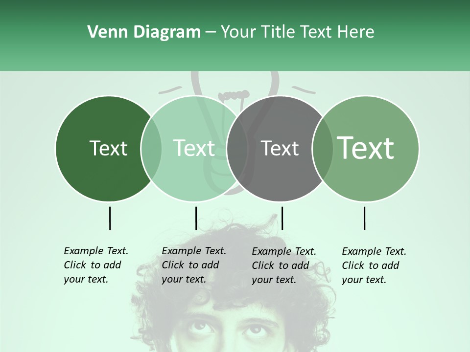 A Man With Curly Hair Has A Light Bulb Above His Head PowerPoint Template