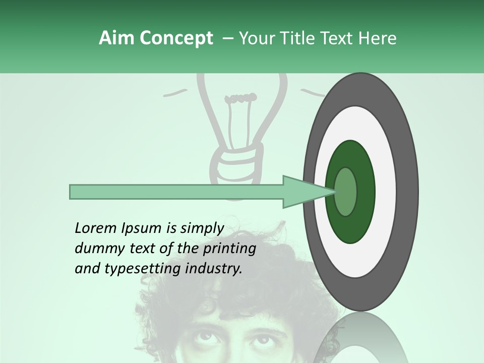 A Man With Curly Hair Has A Light Bulb Above His Head PowerPoint Template