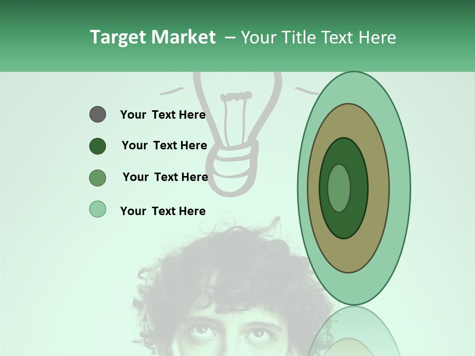 A Man With Curly Hair Has A Light Bulb Above His Head PowerPoint Template