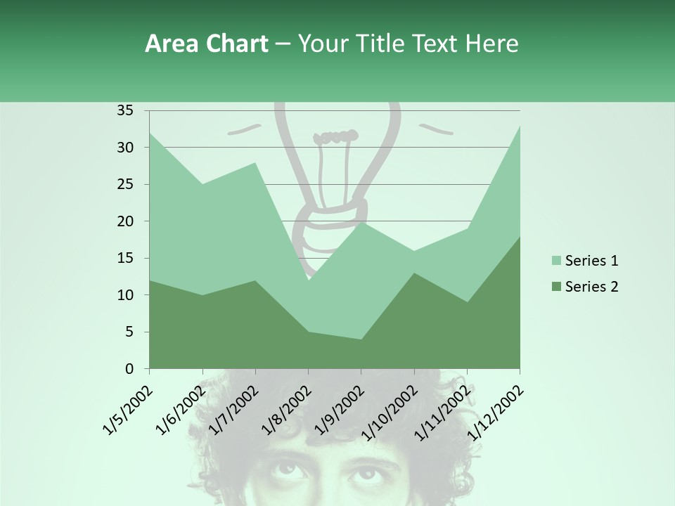 A Man With Curly Hair Has A Light Bulb Above His Head PowerPoint Template