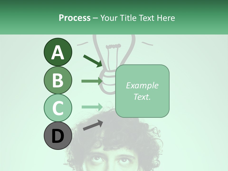 A Man With Curly Hair Has A Light Bulb Above His Head PowerPoint Template