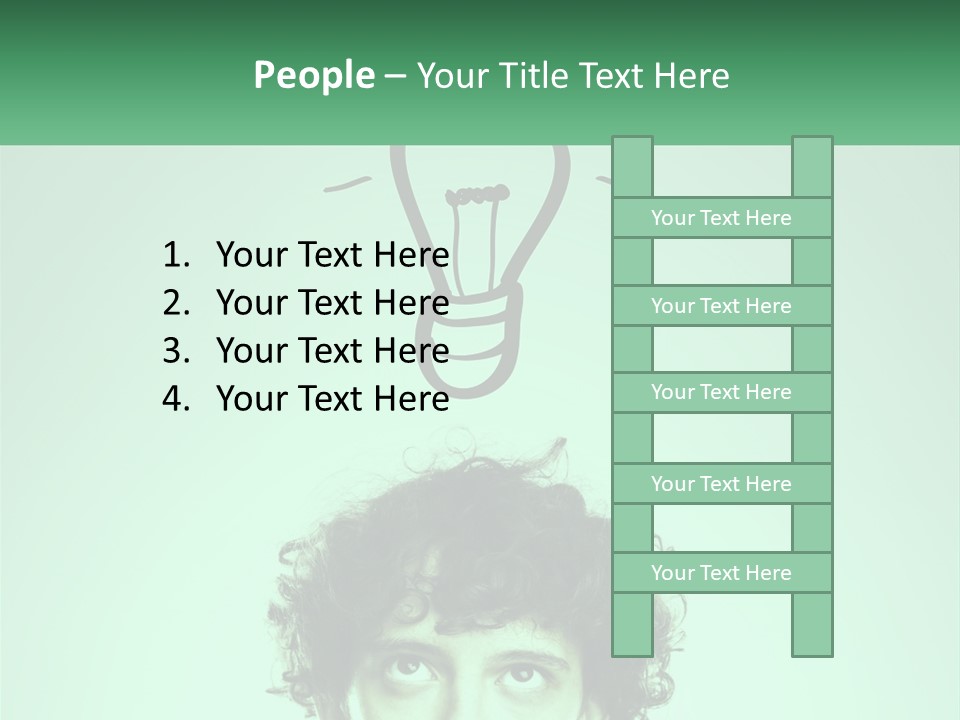 A Man With Curly Hair Has A Light Bulb Above His Head PowerPoint Template