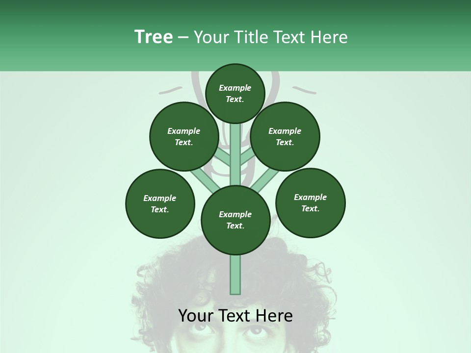 A Man With Curly Hair Has A Light Bulb Above His Head PowerPoint Template