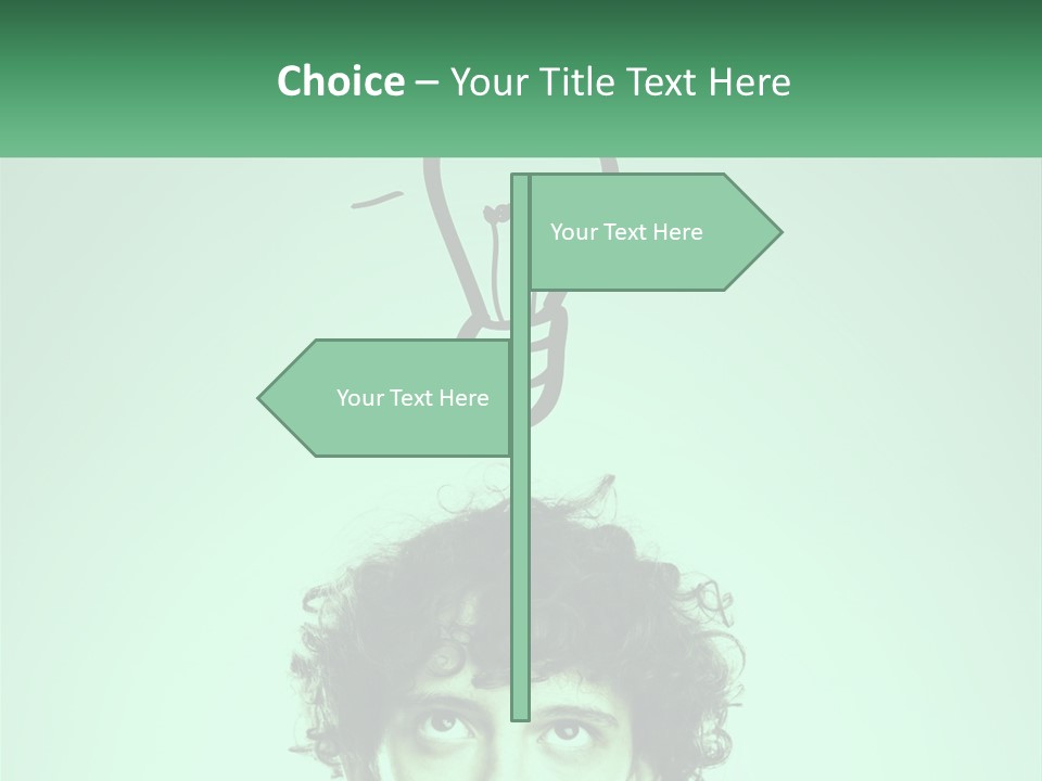 A Man With Curly Hair Has A Light Bulb Above His Head PowerPoint Template