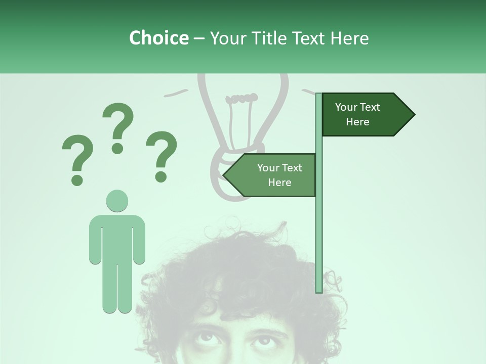 A Man With Curly Hair Has A Light Bulb Above His Head PowerPoint Template